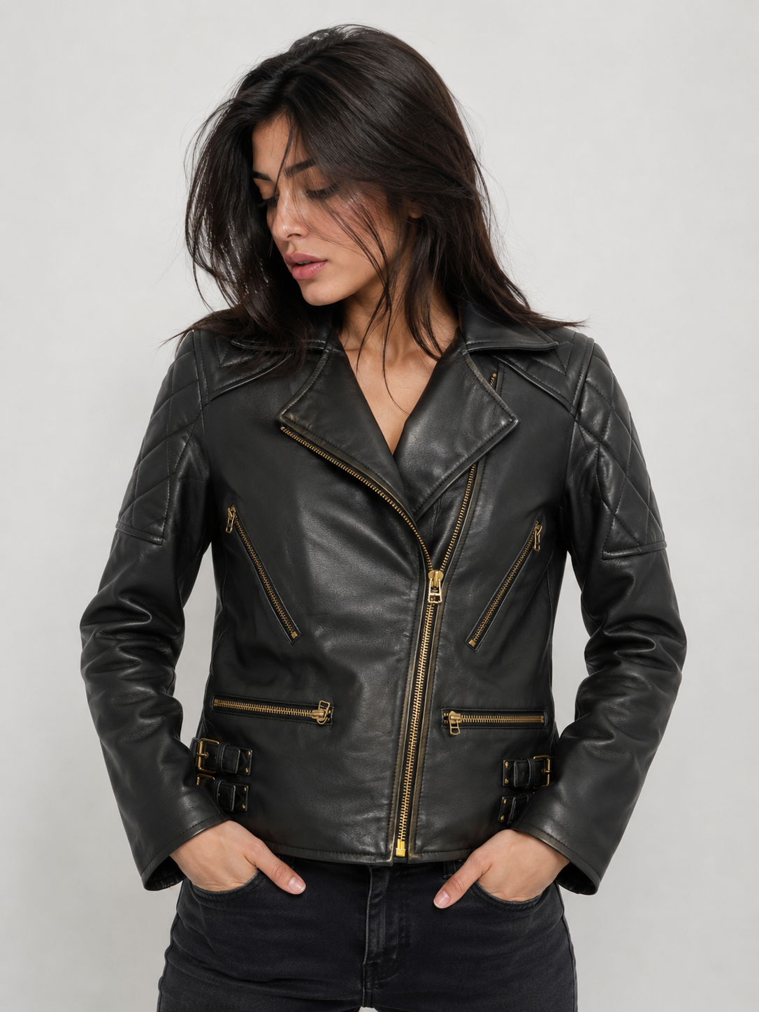 Leather Essential – Midnight Edge Biker Jacket