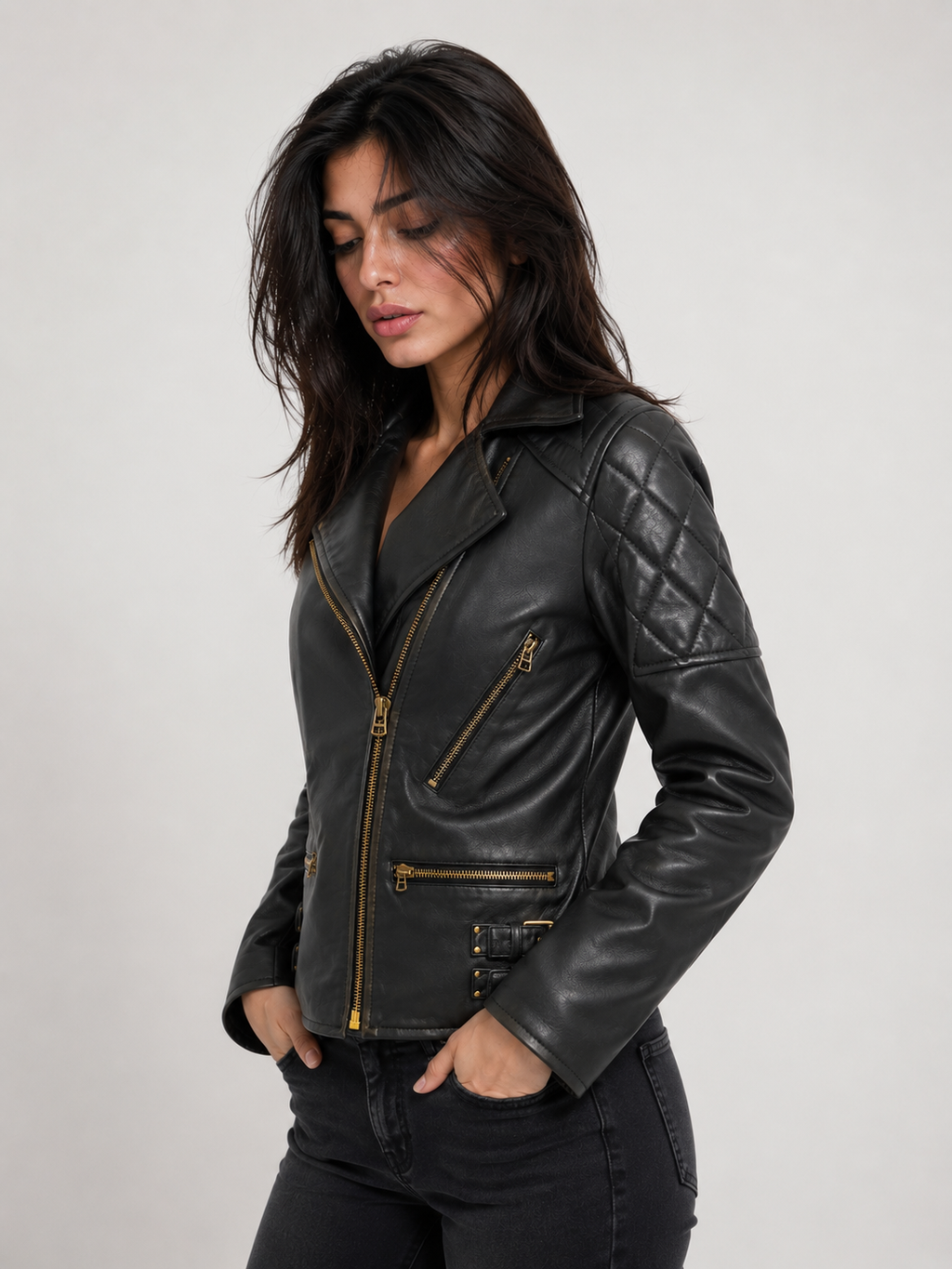 Leather Essential – Midnight Edge Biker Jacket