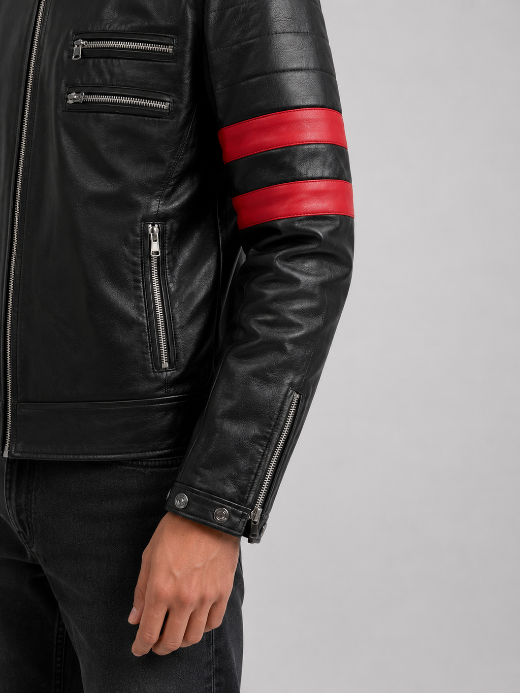 Red Stripe Leather Jacket