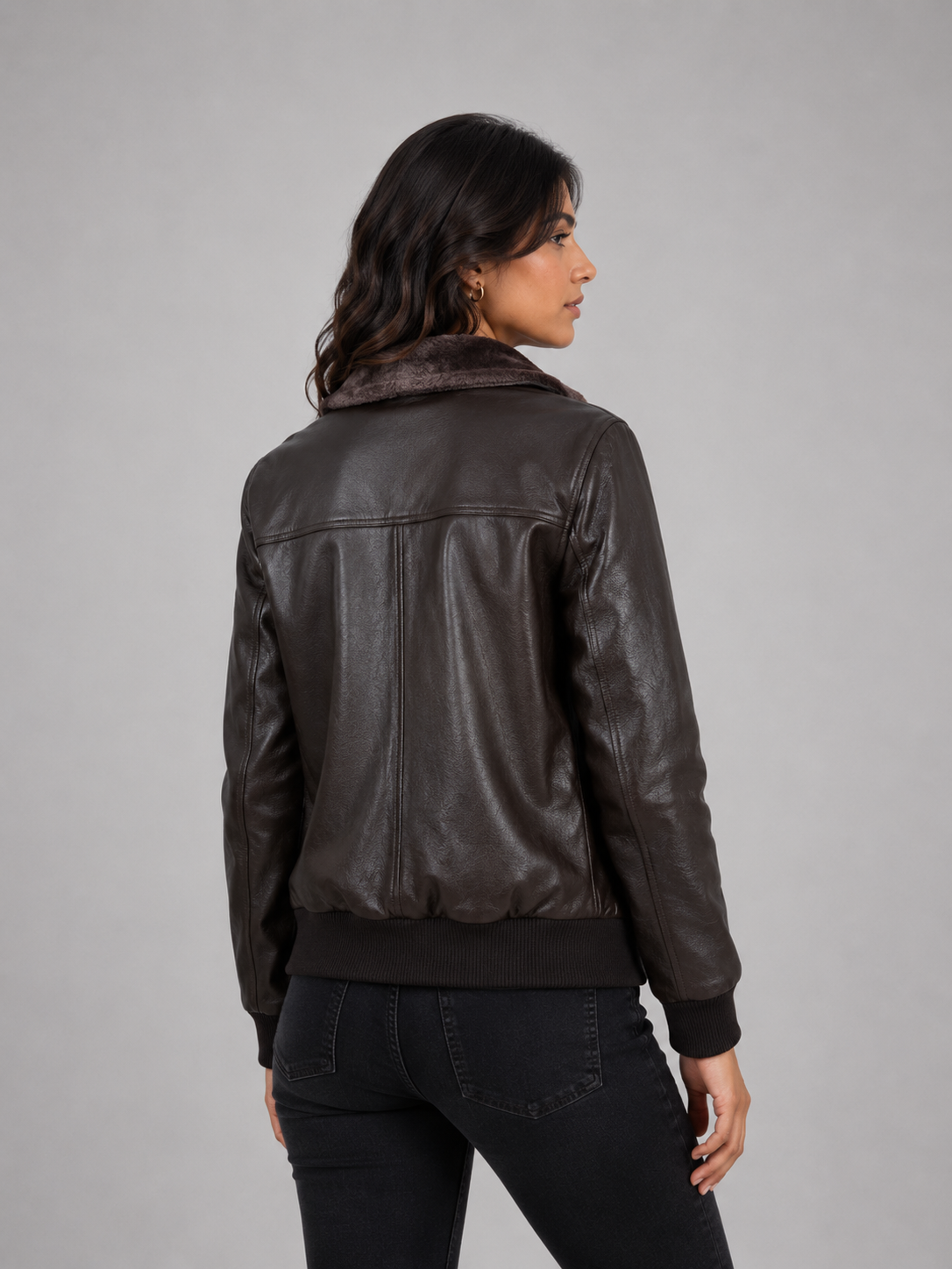 Classic Fur Collar Leather Jacket