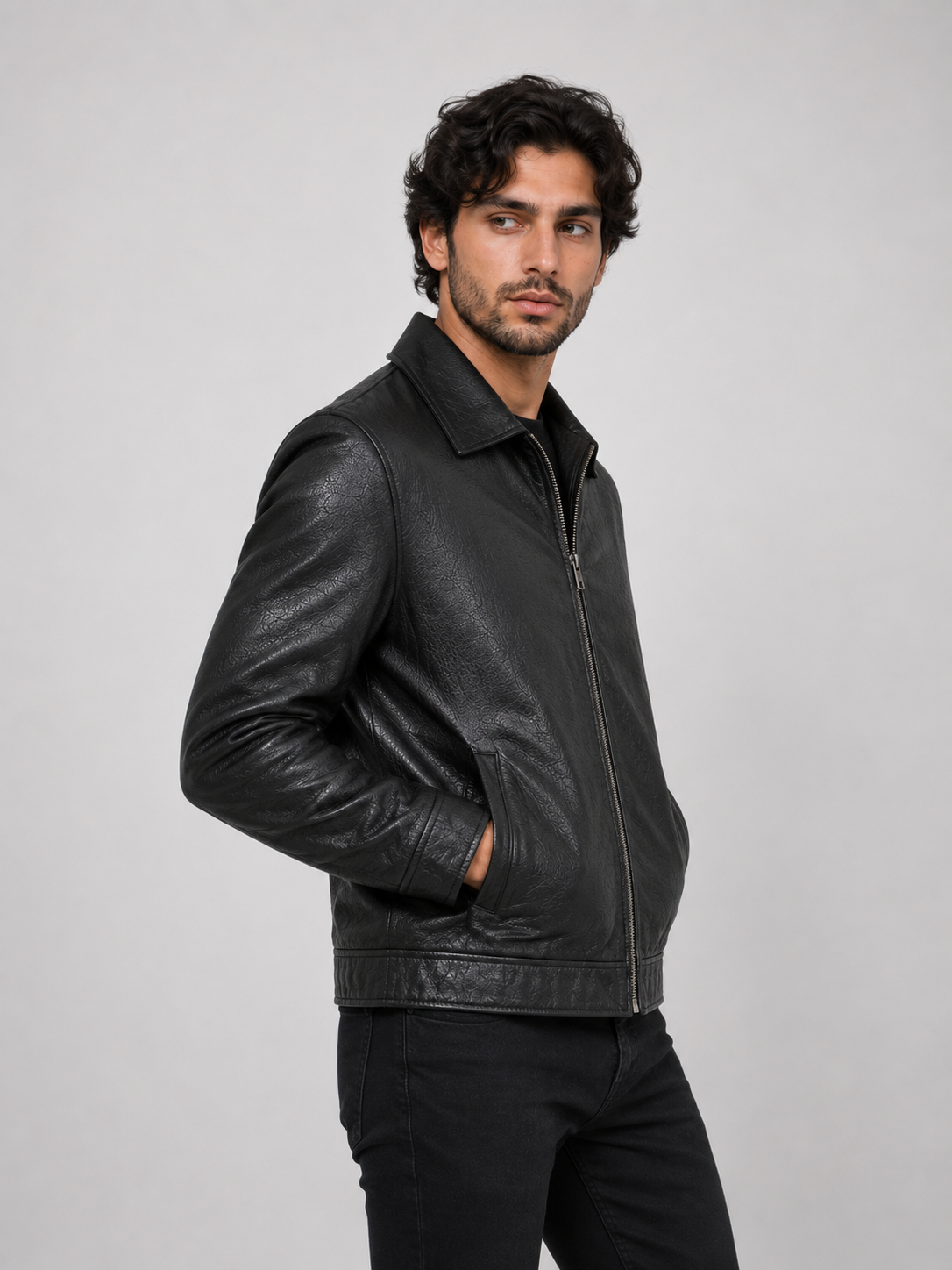 Classic Sheep Leather Jacket – Burgundy / Black