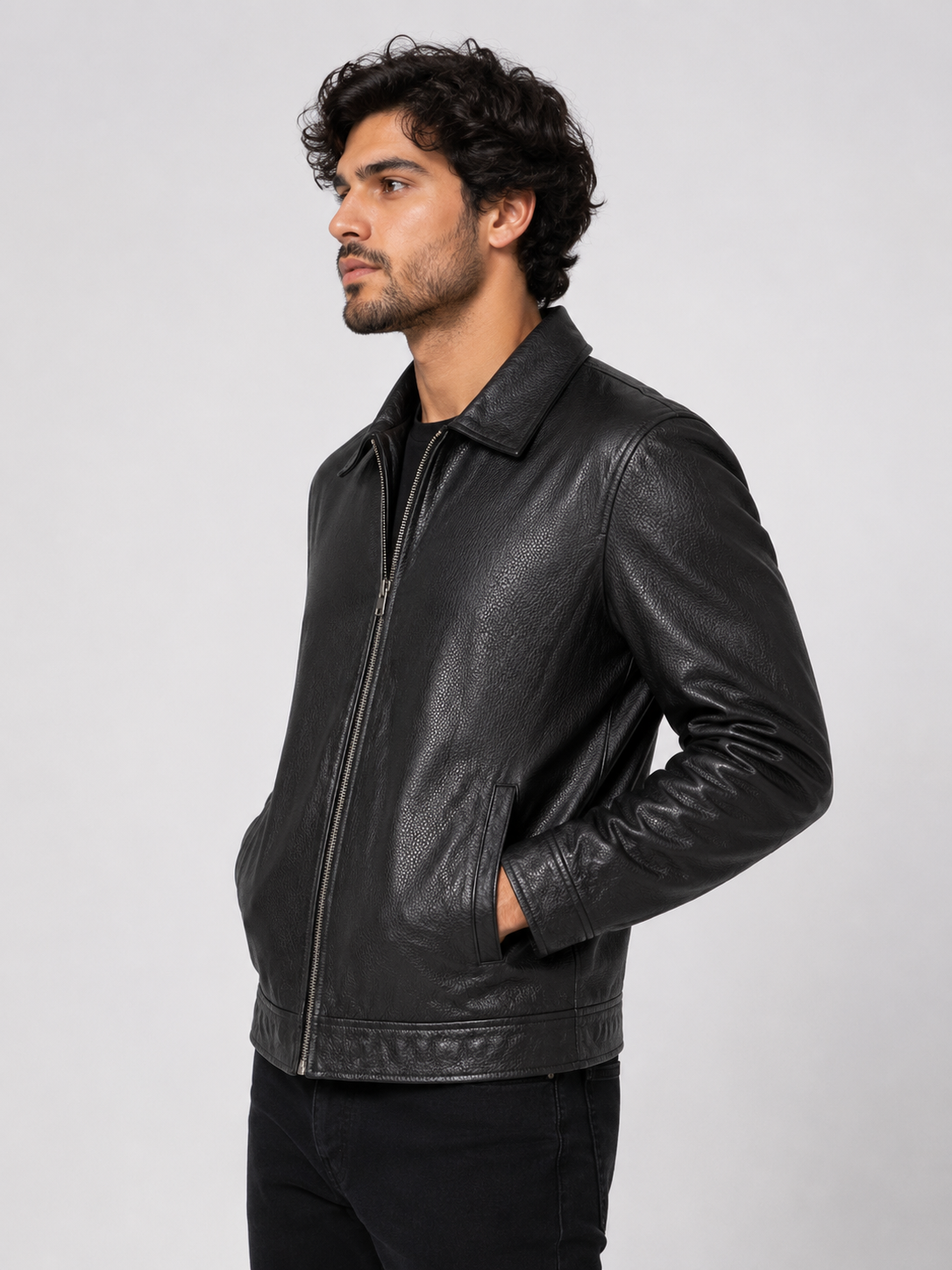 Classic Sheep Leather Jacket – Burgundy / Black