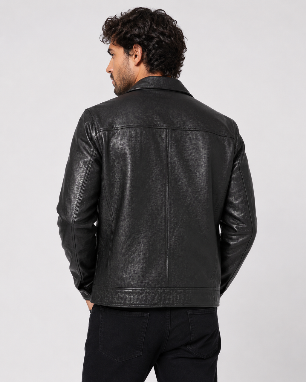 Classic Sheep Leather Jacket – Burgundy / Black