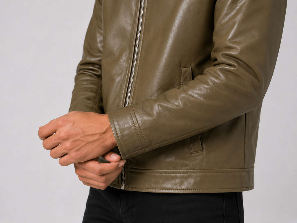 Urban Edge Leather Jacket – Olive Brown
