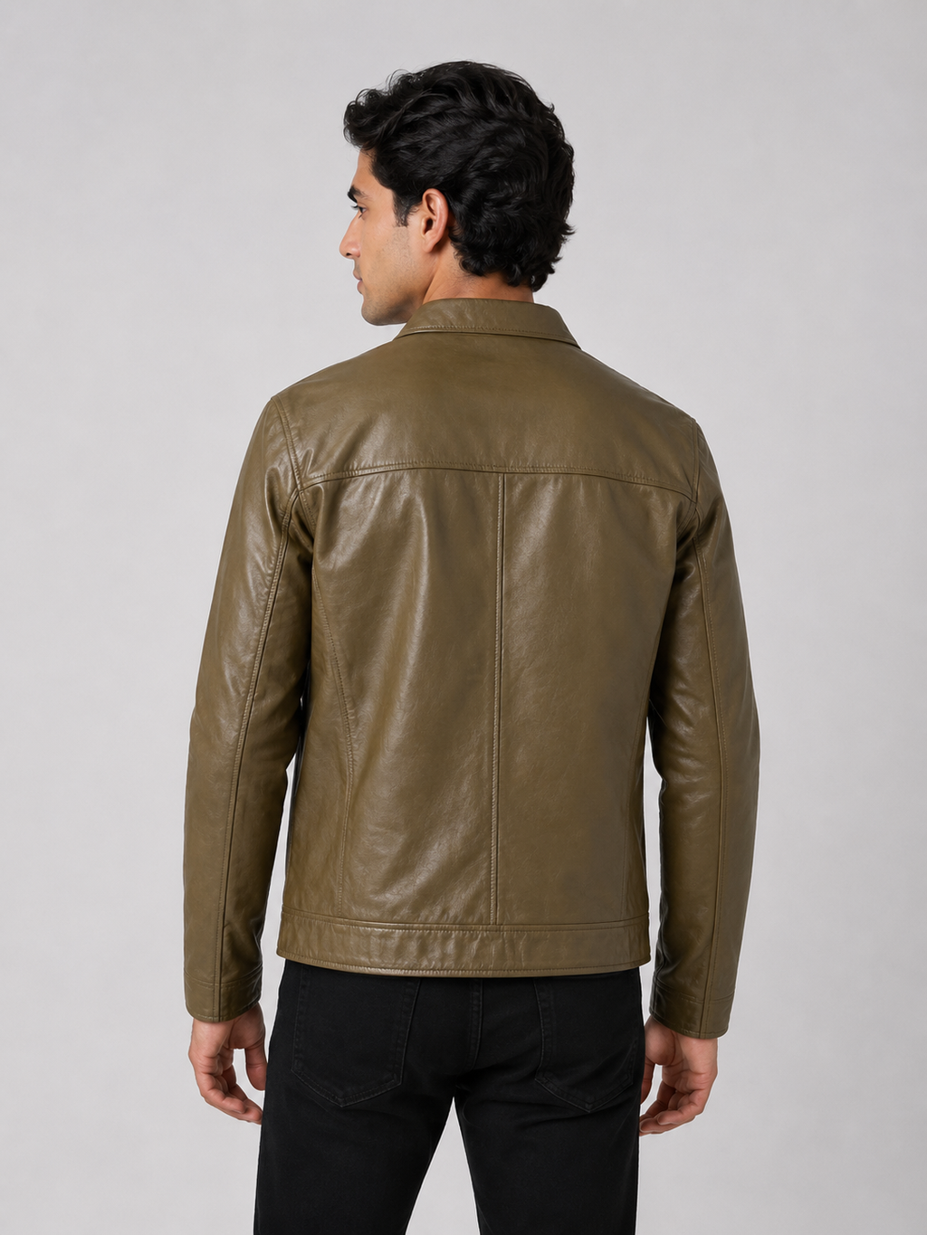 Urban Edge Leather Jacket – Olive Brown