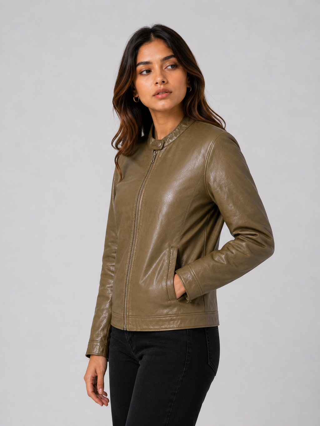Urban Edge Leather Jacket – Olive Brown