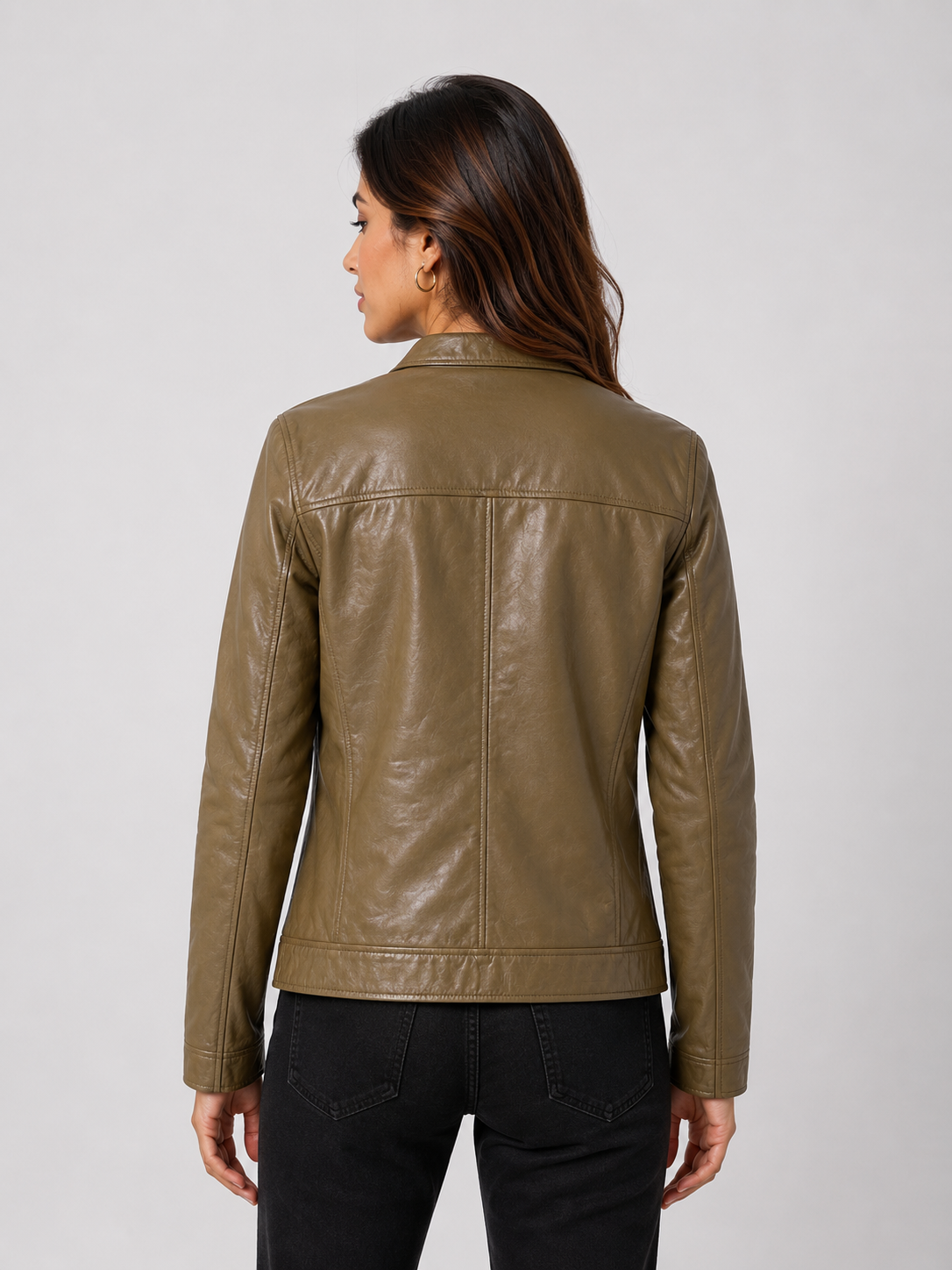 Urban Edge Leather Jacket – Olive Brown