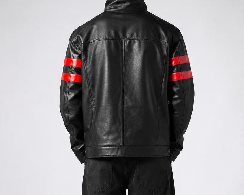 Red Stripe Leather Jacket