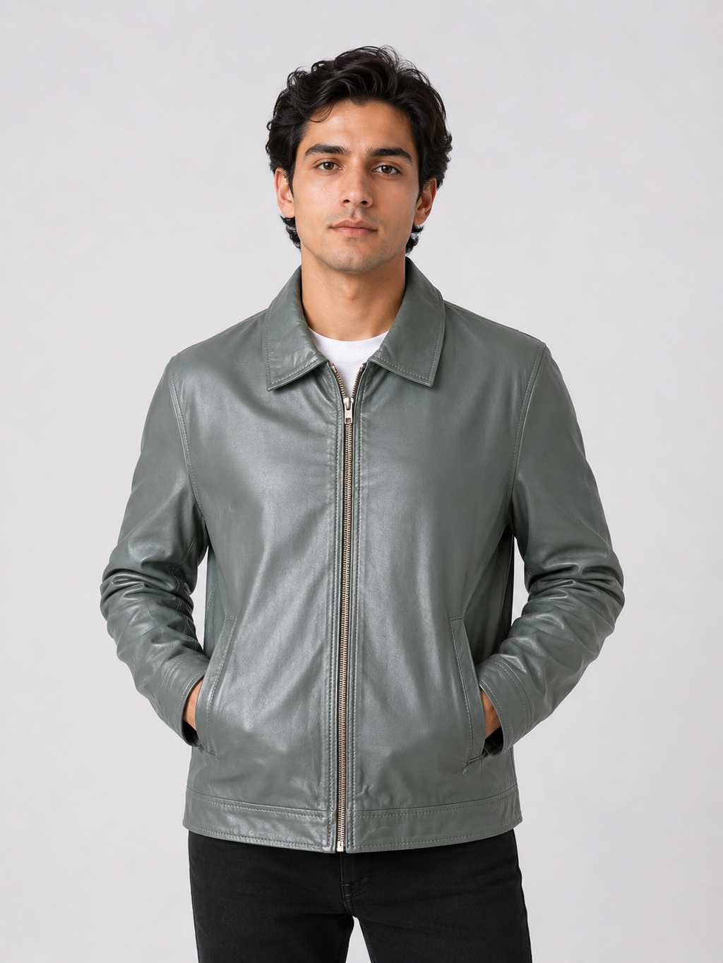 Classic Sheep Leather Jacket – Burgundy / Black