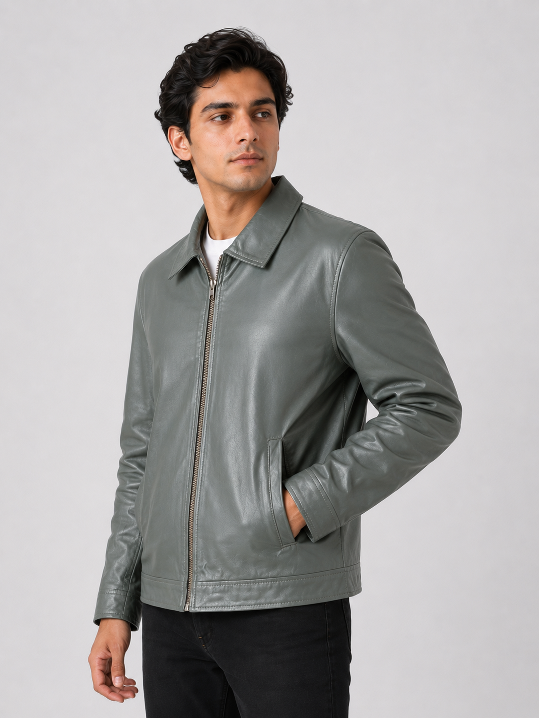 Classic Sheep Leather Jacket – Burgundy / Black
