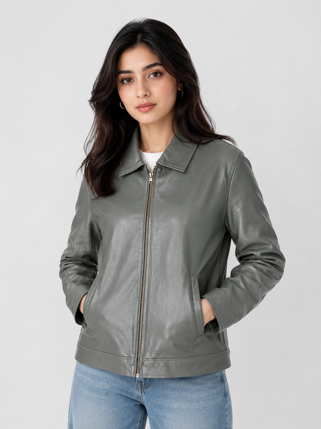 Classic Sheep Leather Jacket – Burgundy / Black