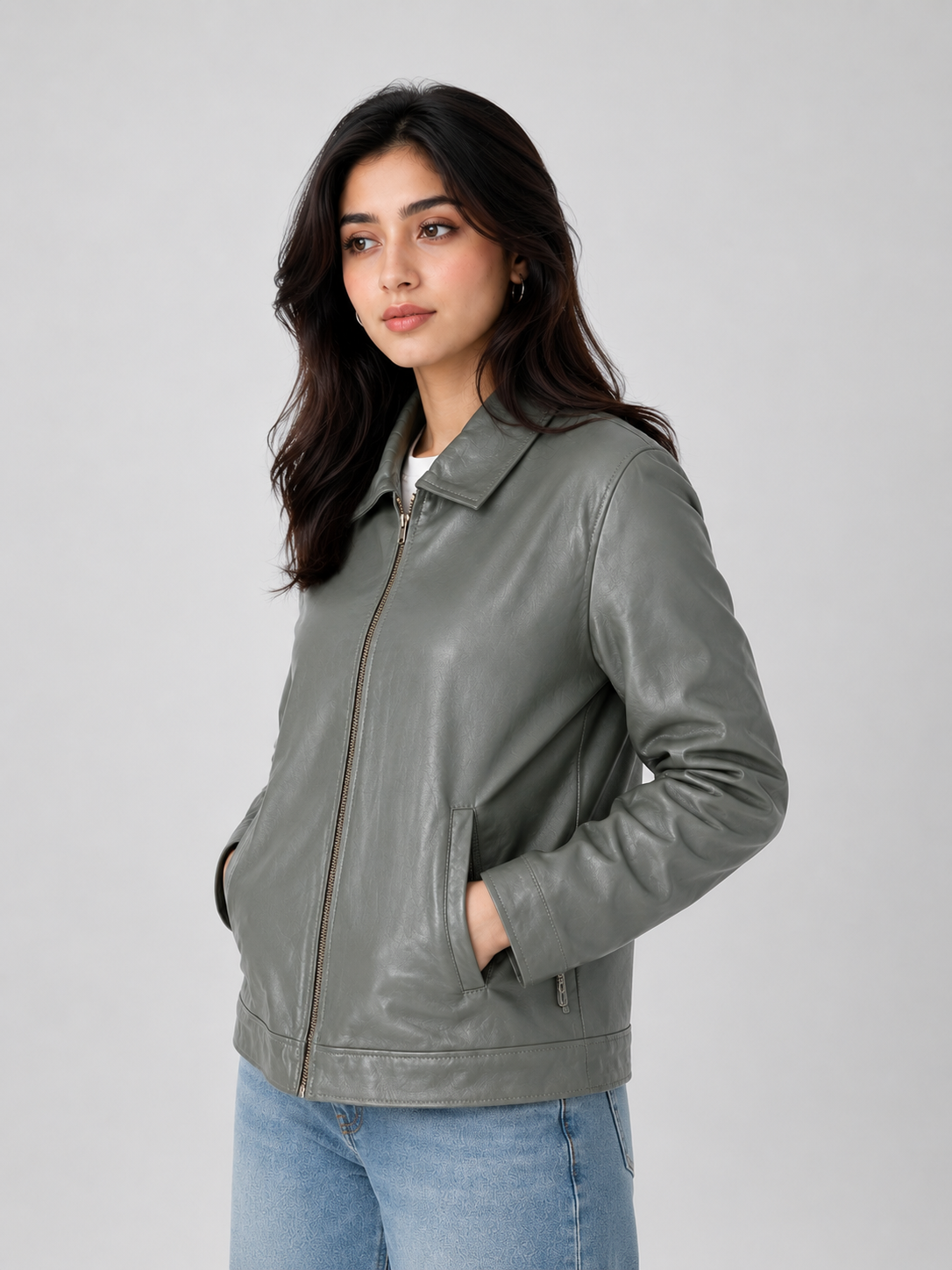 Classic Sheep Leather Jacket – Burgundy / Black