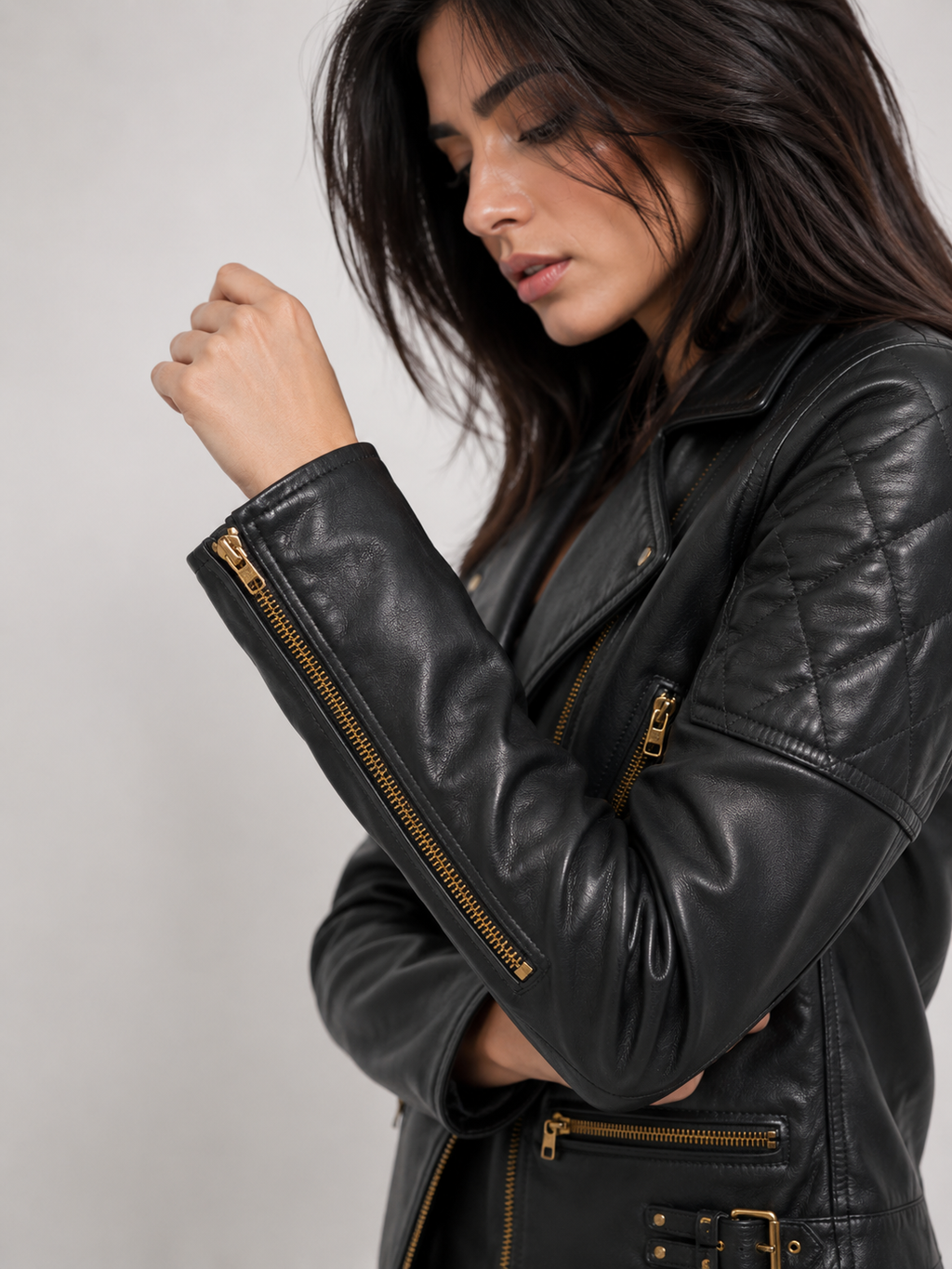 Leather Essential – Midnight Edge Biker Jacket