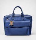 Royal Blue Full-Grain Cow Leather Executive Laptop Briefcase