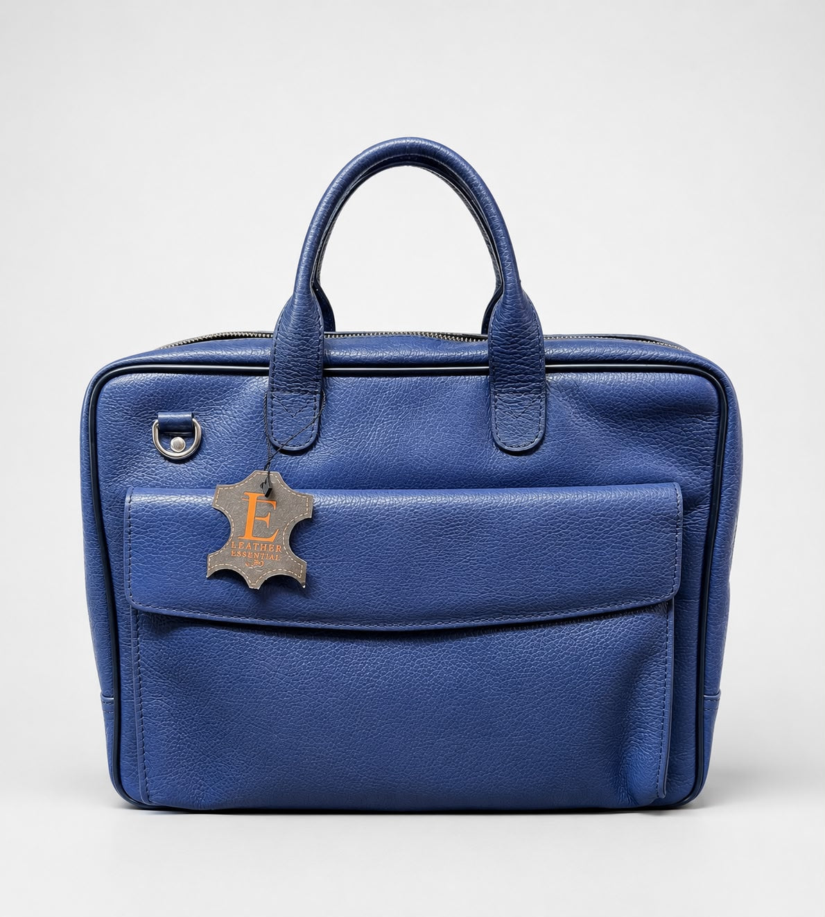Royal Blue Full-Grain Cow Leather Executive Laptop Briefcase