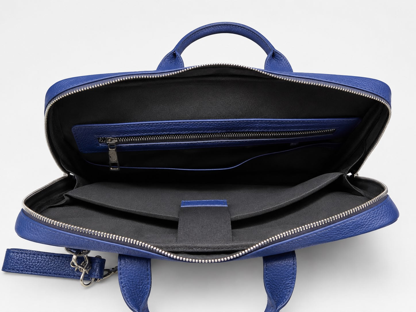 Royal Blue Full-Grain Cow Leather Executive Laptop Briefcase